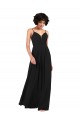 Comprimento Chão Preto Sem Mangas Coluna Criss Cruz Vestidos de Madrinha / Vestidos de Noite Por Atacado