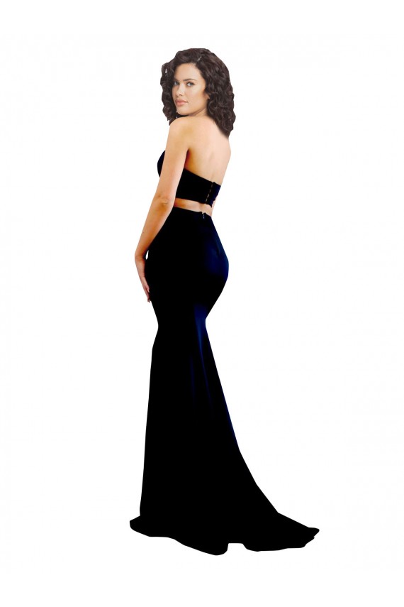 Comprimento Chão Preto Sem Mangas Sereia Lombar Vestidos de Madrinha / Vestidos de Noite / Vestidos de Festa Por Atacado