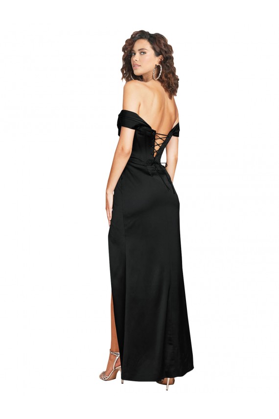 Comprimento Chão Preto Sem Mangas Linha A Lombar Amor Vestidos de Madrinha / Vestidos de Noite / Vestidos de Festa Por Atacado