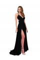 Comprimento Chão Preto Sem Mangas Linha A Abrir de volta Vestidos de Madrinha / Vestidos de Noite / Vestidos de Festa Por Atacado