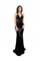 Comprimento Chão Preto Sem Mangas Sereia Criss Cruz Decote V Vestidos de Madrinha / Vestidos de Noite / Vestidos de Festa Por Atacado