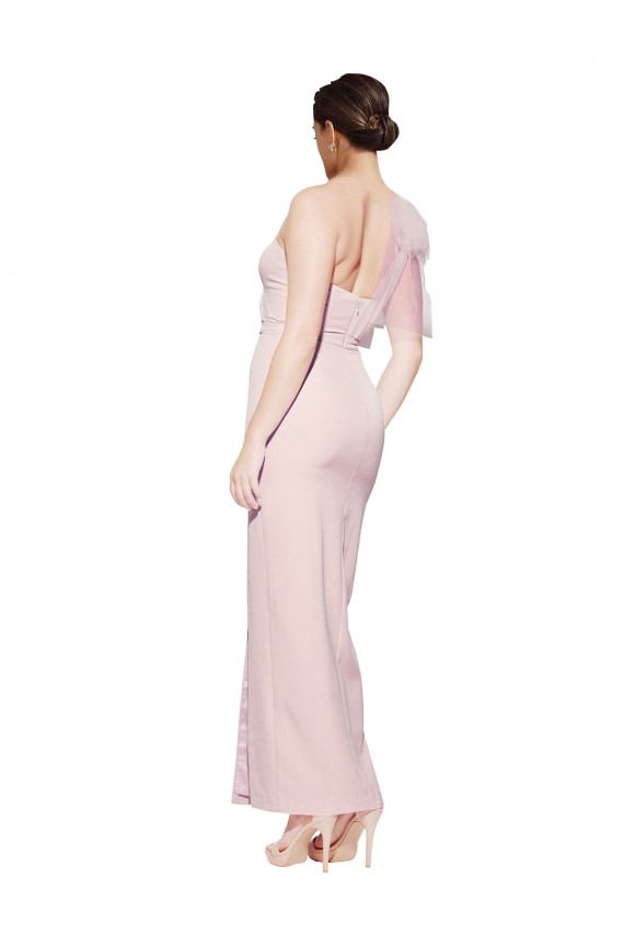 Comprimento Chão Rosa Sem Mangas Bainha Lombar Um Ombro Vestidos de Madrinha / Vestidos de Noite / Vestidos de Festa Por Atacado