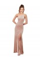 Comprimento Chão Rosa Sem Mangas Bainha Um Ombro Vestidos de Madrinha / Vestidos de Noite / Vestidos de Festa Por Atacado