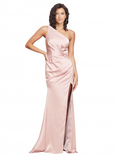 Comprimento Chão Rosa Sem Mangas Bainha Lombar Vestidos de Madrinha / Vestidos de Noite / Vestidos de Festa Por Atacado