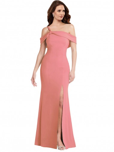 Comprimento Chão Rosa Choque Sem Mangas Trombeta Lombar Vestidos de Madrinha / Vestidos de Festa Por Atacado