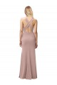 Comprimento Chão Rosa Empoeirado Sem Mangas Bainha Criss Cruz Vestidos de Madrinha / Vestidos de Festa Por Atacado