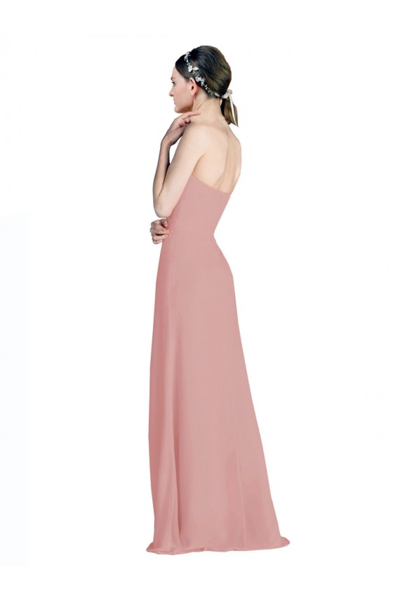 Comprimento Chão Rosa Empoeirado Sem Mangas Linha A Lombar Vestidos de Madrinha Por Atacado