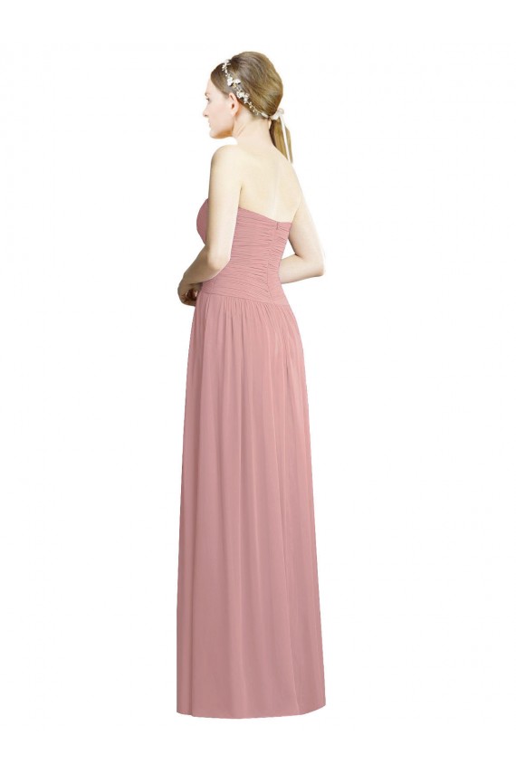 Comprimento Chão Rosa Empoeirado Sem Mangas Linha A Vestidos de Madrinha / Vestidos de Noite Por Atacado