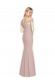 Comprimento Chão Rosa Empoeirado Sem Mangas Trombeta Criss Cruz Vestidos de Madrinha / Vestidos de Festa Por Atacado