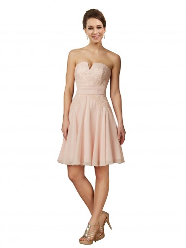 Comprimento Joelho Rosa Sem Mangas Linha A Vestidos de Madrinha / Vestidos de Cocktail Por Atacado