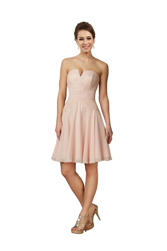Comprimento Joelho Rosa Sem Mangas Linha A Vestidos de Madrinha / Vestidos de Cocktail Por Atacado