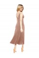 Comprimento Midi Rosa Sem Mangas Linha A Costas em V Vestidos de Madrinha / Vestidos de Festa / Vestidos de Cocktail / Vestidos de Homecoming Por Atacado