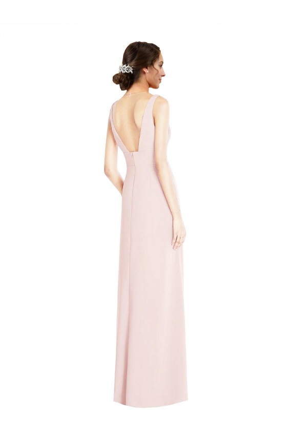 Comprimento Chão Rosa Sem Mangas Linha A Lombar Vestidos de Madrinha / Vestidos de Festa Por Atacado