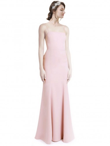 Comprimento Chão Rosa Sem Mangas Sereia Criss Cruz Vestidos de Madrinha / Vestidos de Festa Por Atacado