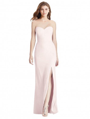Comprimento Chão Rosa Sem Mangas Trombeta Lombar Vestidos de Madrinha / Vestidos de Festa Por Atacado