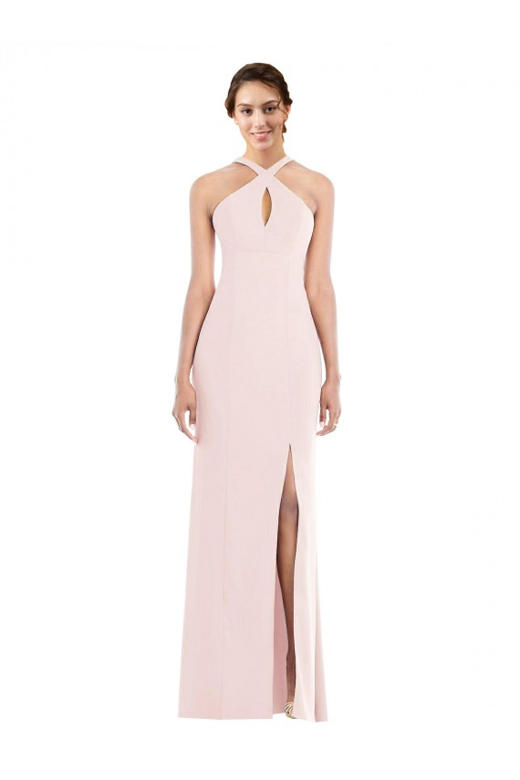 Comprimento Chão Rosa Sem Mangas Trombeta Lombar Vestidos de Madrinha / Vestidos de Noite / Vestidos de Festa Por Atacado