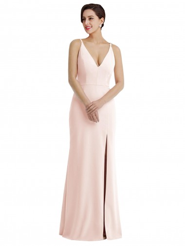 Comprimento Chão Rosa Sem Mangas Trombeta Costas em V Vestidos de Madrinha / Vestidos de Noite / Vestidos de Festa Por Atacado