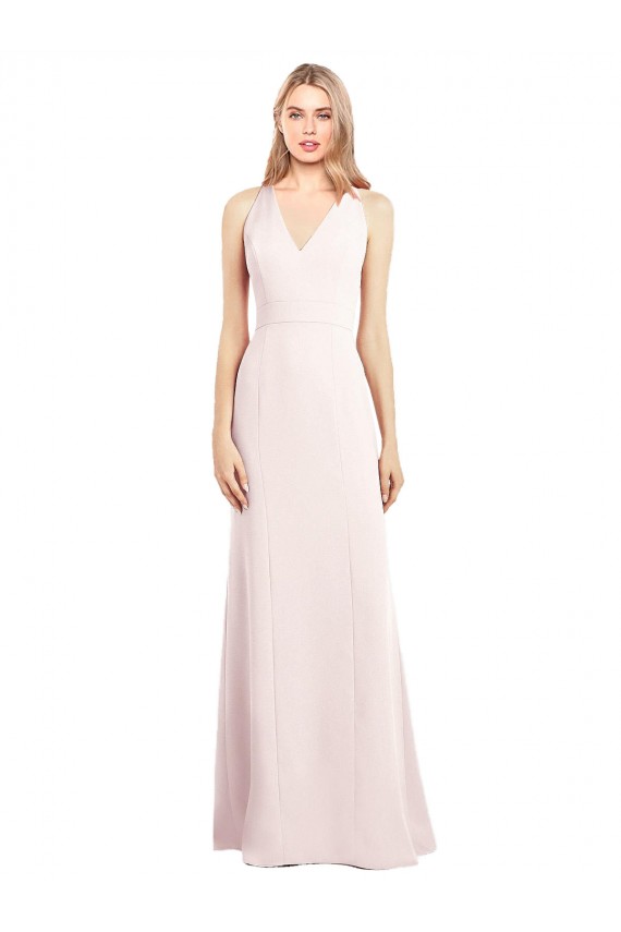 Comprimento Chão Rosa Sem Mangas Trombeta Buraco da fechadura Vestidos de Madrinha / Vestidos de Festa Por Atacado