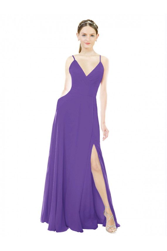 Comprimento Chão Roxo Sem Mangas Linha A Vestidos de Madrinha Por Atacado