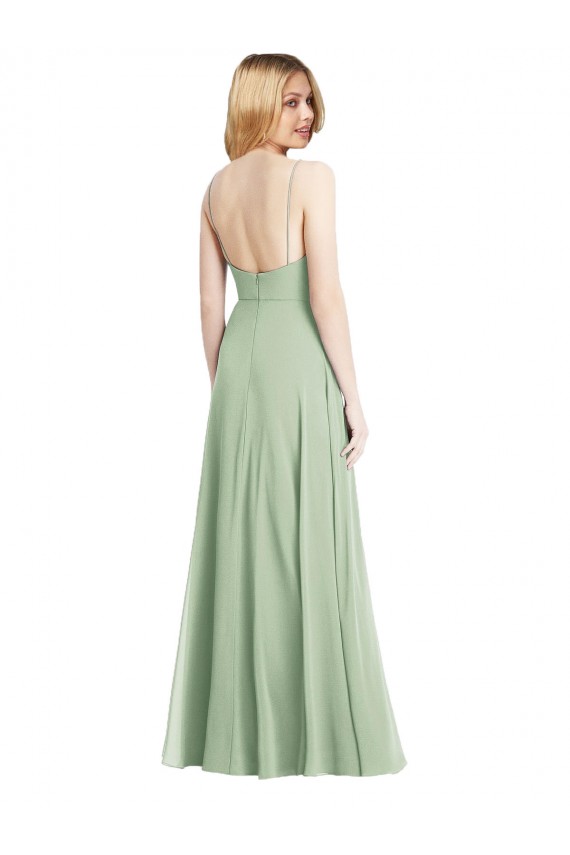 Comprimento Chão Sábio Sem Mangas Trombeta Lombar Vestidos de Madrinha / Vestidos de Noite Por Atacado