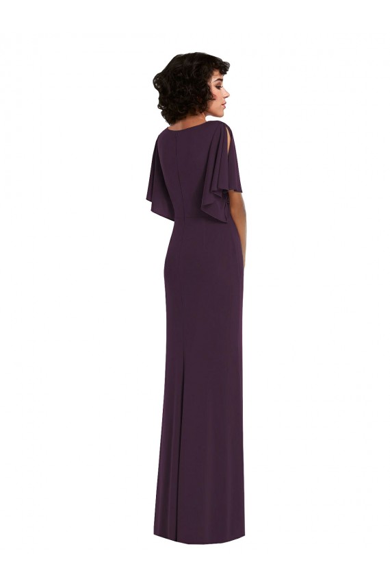 Comprimento Chão Uva Mangas Esvoaçantes, Mangas Divididas Bainha Vestidos de Madrinha / Vestidos de Noite / Vestidos de Festa Por Atacado