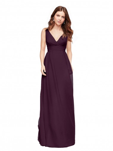 Comprimento Chão Uva Sem Mangas Linha A Chiffon Vestidos de Madrinha Por Atacado