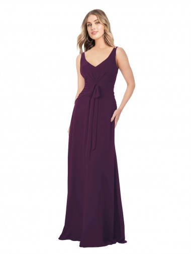 Comprimento Chão Uva Sem Mangas Linha A Vestido de Madrinha / Vestido Formais Por Atacado