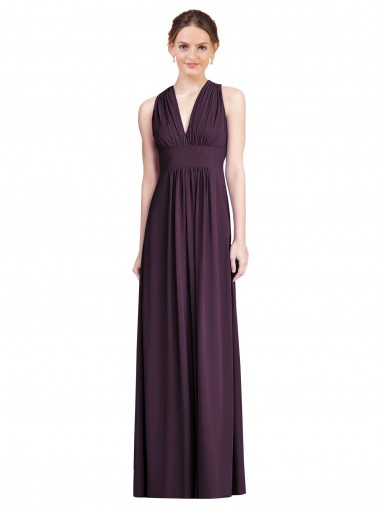 Comprimento Chão Uva Sem Mangas Linha A Vestido de Noite / Vestidos de Madrinha Por Atacado