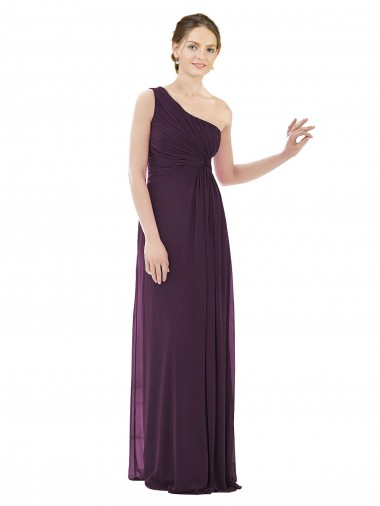 Comprimento Chão Uva Sem Mangas Linha A Chiffon Longo Vestidos de Madrinha Por Atacado