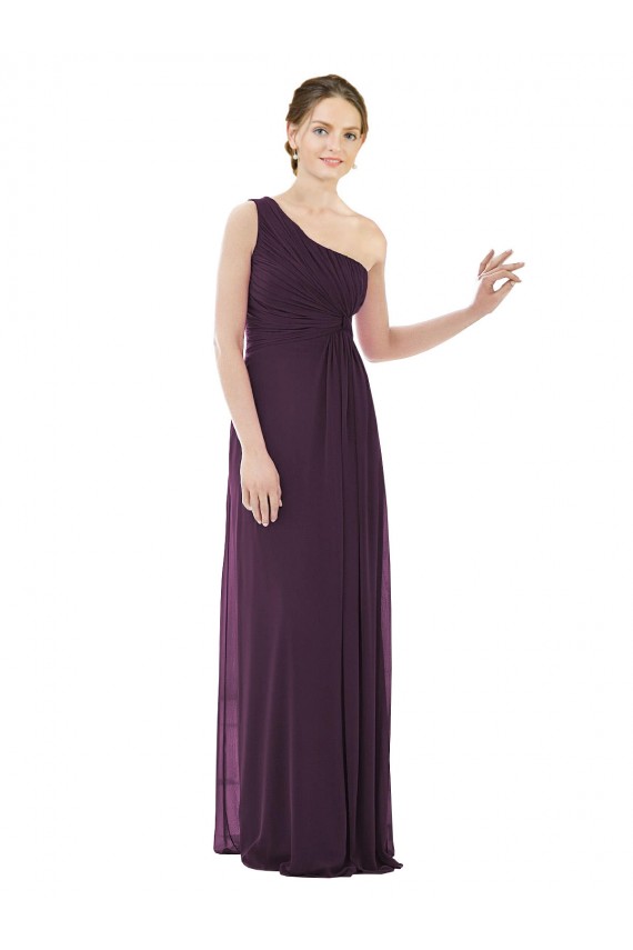 Comprimento Chão Uva Sem Mangas Linha A Chiffon Longo Vestidos de Madrinha Por Atacado