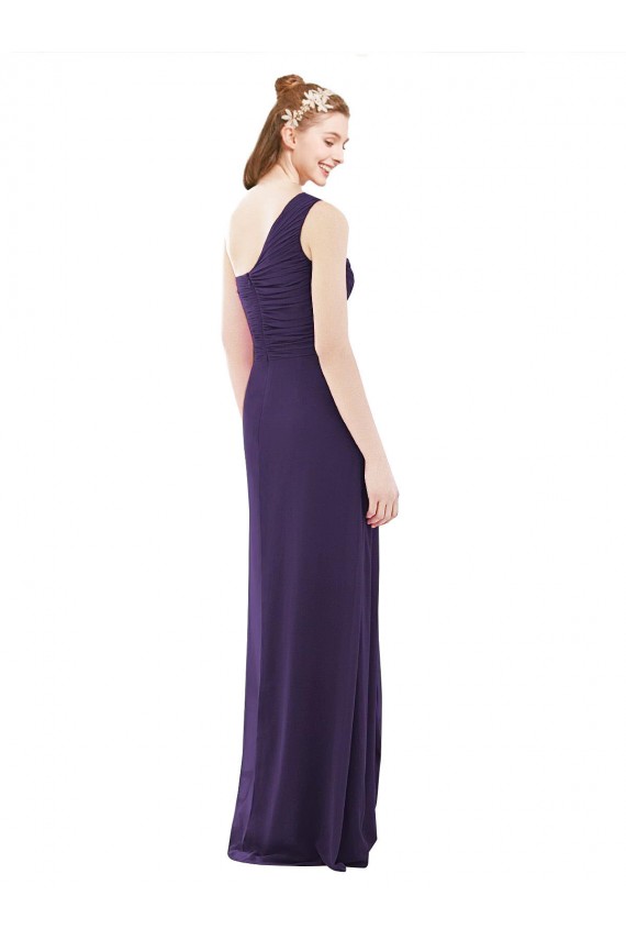 Comprimento Chão Uva Sem Mangas Linha A Chiffon Longo Vestidos de Madrinha Por Atacado