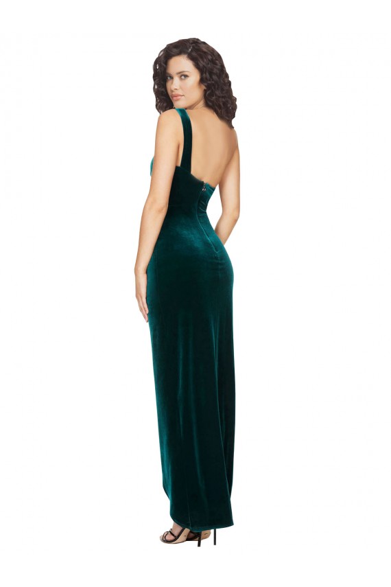 Alto Baixo Verde Escuro Sem Mangas Bainha Lombar Vestidos de Madrinha / Vestidos de Festa Por Atacado