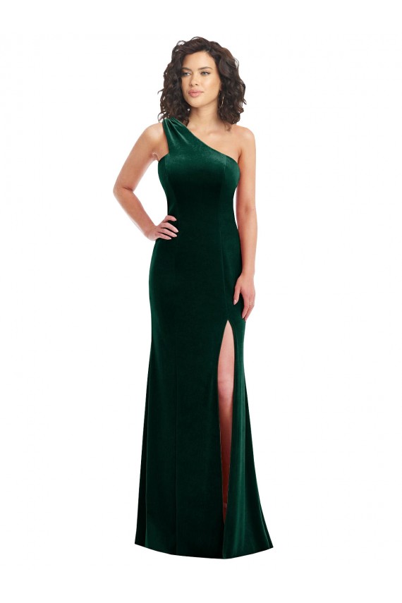 Comprimento Chão Verde Escuro Sem Mangas Trombeta Vestidos de Madrinha / Vestidos de Festa Por Atacado