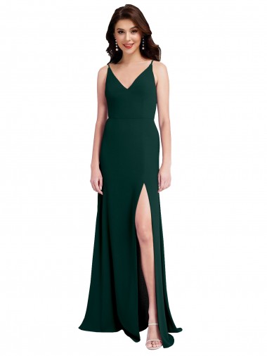 Comprimento Chão Verde Meia-Noite Sem Mangas Linha A Costas em V Vestidos de Madrinha / Vestidos de Noite / Vestidos de Festa Por Atacado