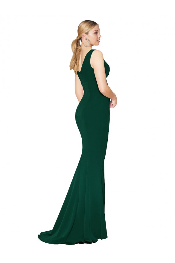 Comprimento Chão Verde Meia-Noite Sem Mangas Sereia Vestidos de Madrinha / Vestidos de Noite / Vestidos de Festa Por Atacado