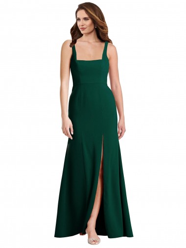 Comprimento Chão Verde Meia-Noite Sem Mangas Trombeta Vestidos de Madrinha / Vestidos de Festa Por Atacado