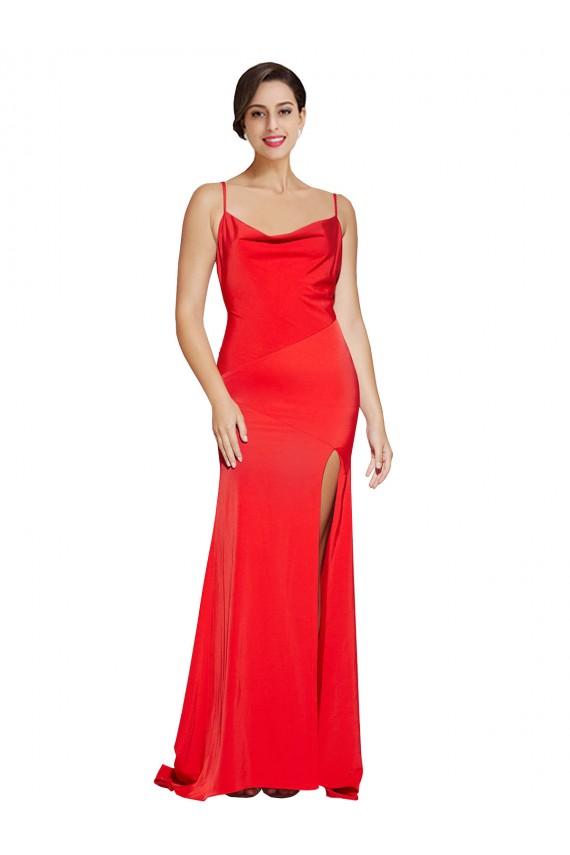 Comprimento Chão Vermelho Sem Mangas Bainha Lombar Vestidos de Madrinha / Vestidos de Noite / Vestidos de Festa Por Atacado
