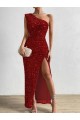 Comprimento Chão Vermelho Sem Mangas Bainha Vestidos de Festa Por Atacado