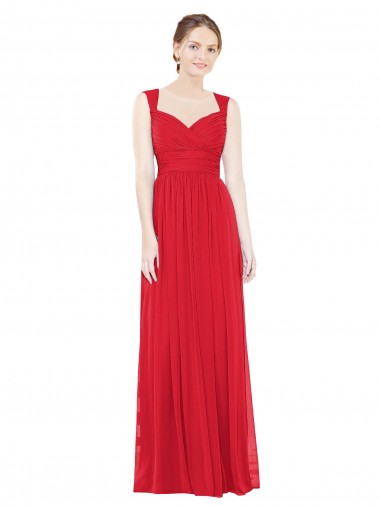 Comprimento Chão Vermelho Sem Mangas Linha A Vestidos de Madrinha / Vestidos de Baile Por Atacado