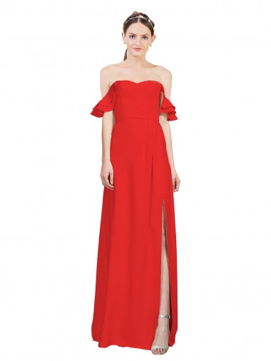 Comprimento Chão Vermelho Sem Mangas Linha A Vestidos de Madrinha / Vestidos de Noite Por Atacado
