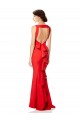 Comprimento Chão Vermelho Sem Mangas Sereia Abrir de volta Vestidos de Madrinha / Vestidos de Noite Por Atacado
