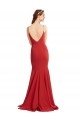 Comprimento Chão Vermelho Sem Mangas Sereia Abrir de volta Alças finas Vestidos de Madrinha / Vestidos de Noite / Vestidos de Festa Por Atacado