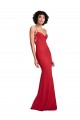 Comprimento Chão Vermelho Sem Mangas Sereia Alças finas Vestidos de Madrinha / Vestidos de Noite / Vestidos de Festa Por Atacado