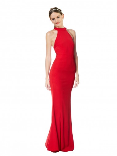 Comprimento Chão Vermelho Sem Mangas Sereia Vestidos de Noite / Vestidos de Festa Por Atacado
