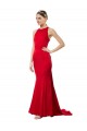 Comprimento Chão Vermelho Sem Mangas Sereia Abrir de volta Vestidos de Madrinha / Vestidos de Festa Por Atacado