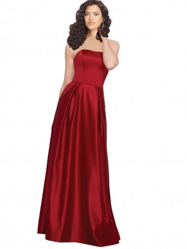 Comprimento Chão Vermelho Escuro Sem Mangas Linha A Vestidos de Madrinha / Vestidos de Festa Por Atacado