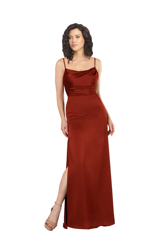 Comprimento Chão Vermelho Sem Mangas Linha A Lombar Vestidos de Madrinha / Vestidos de Noite / Vestidos de Festa Por Atacado