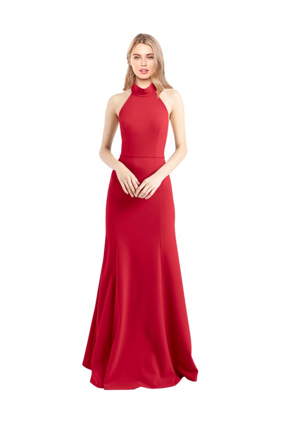 Comprimento Chão Vermelho Sem Mangas Linha A Abrir de volta Vestidos de Madrinha / Vestidos de Noite / Vestidos de Festa Por Atacado