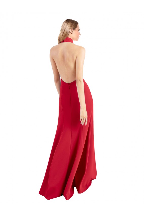 Comprimento Chão Vermelho Sem Mangas Linha A Abrir de volta Vestidos de Madrinha / Vestidos de Noite / Vestidos de Festa Por Atacado