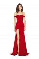 Comprimento Chão Vermelho Sem Mangas Linha A Fora do Ombro Vestidos de Madrinha / Vestidos de Noite / Vestidos de Festa Por Atacado